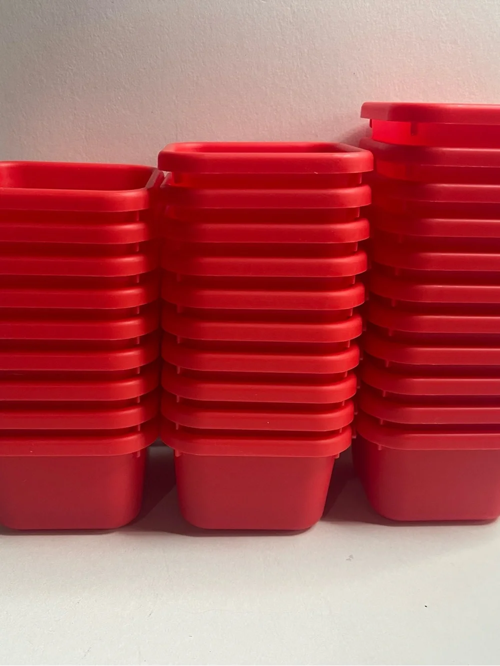 Source Unknown Red Stackable Plastic Organizers - Set of Nesting Bins